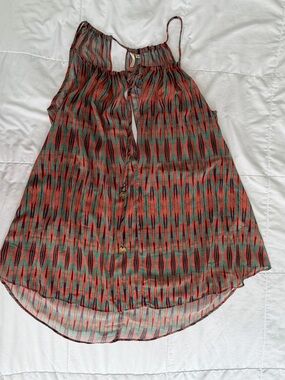 SOFIA by ViX Teal, Coral and Purple Striped Swim Coverup, Size Medium